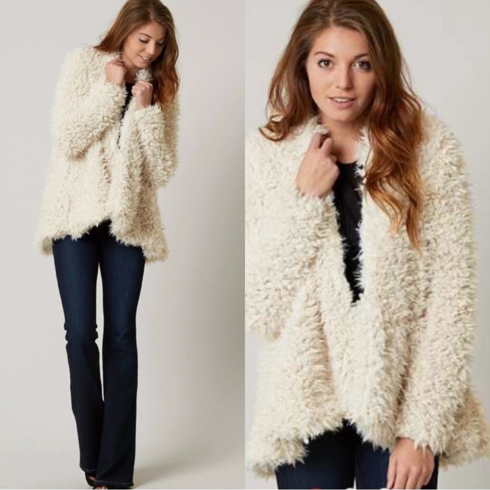 FREE PEOPLE Shaggy Faux Fur Fuzzy Ivory Coat Jacket